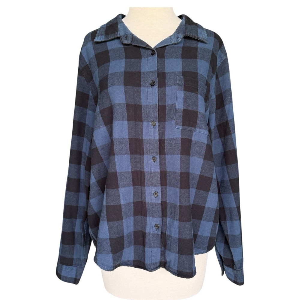 Grateful Dead Plaid Flannel Long Sleeve Button Shirt Women's Medium Blue/Black